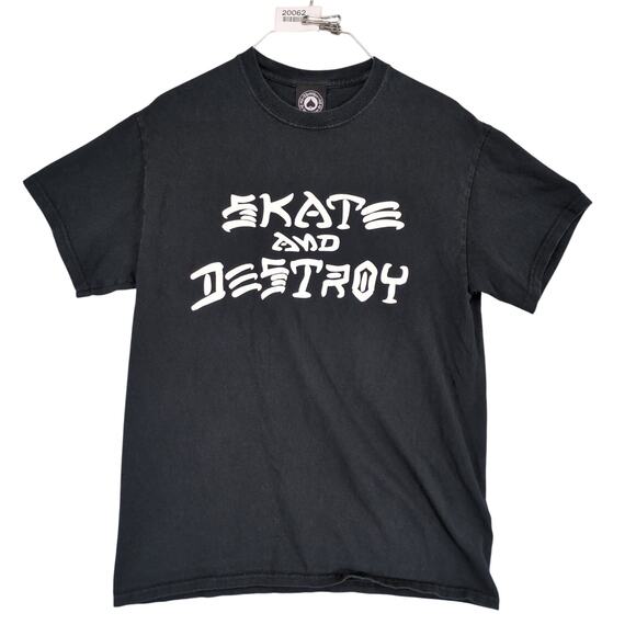 Vtg Y2K Thrasher Skate And Destroy Men's M Black Graphic T-Shirt, Skater Grunge - Picture 1 of 6